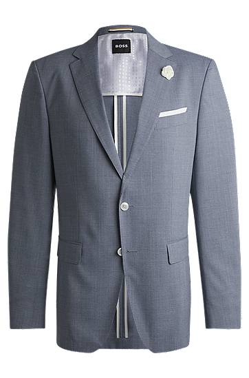 Jacka BOSS Slim-Fit Patterned Wool-Blend Suit Jacket Blå | 50540712, 0