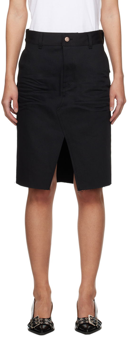 Kjol We11done We11done Raw Edge Midi Skirt Svart | WD-DS0-24-303-W-BK, 0