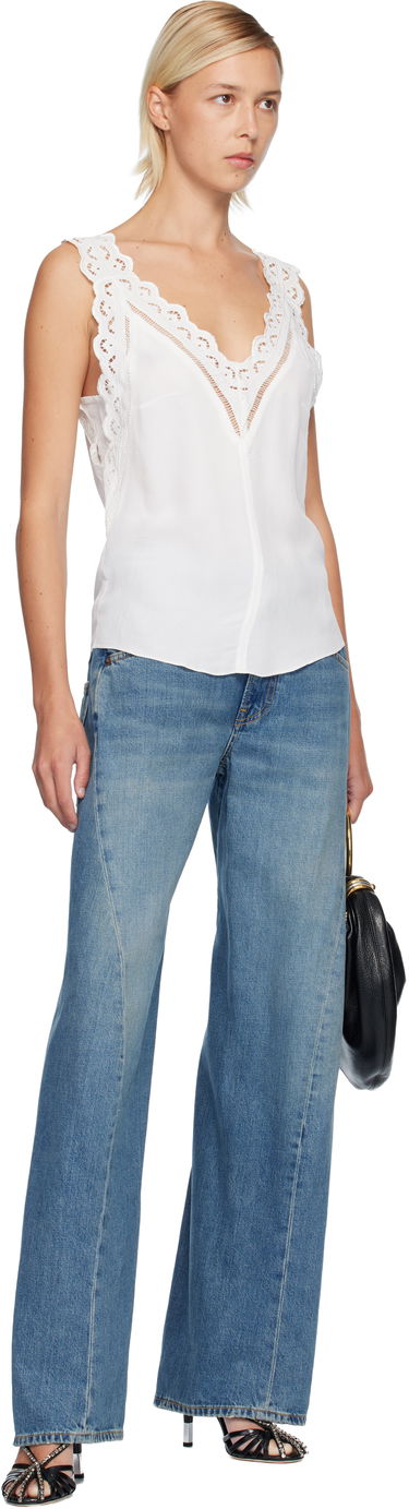 Linne ISABEL MARANT Fradela Lace-Trim Tank Top Vit | HT0663FA-C3J11I, 3