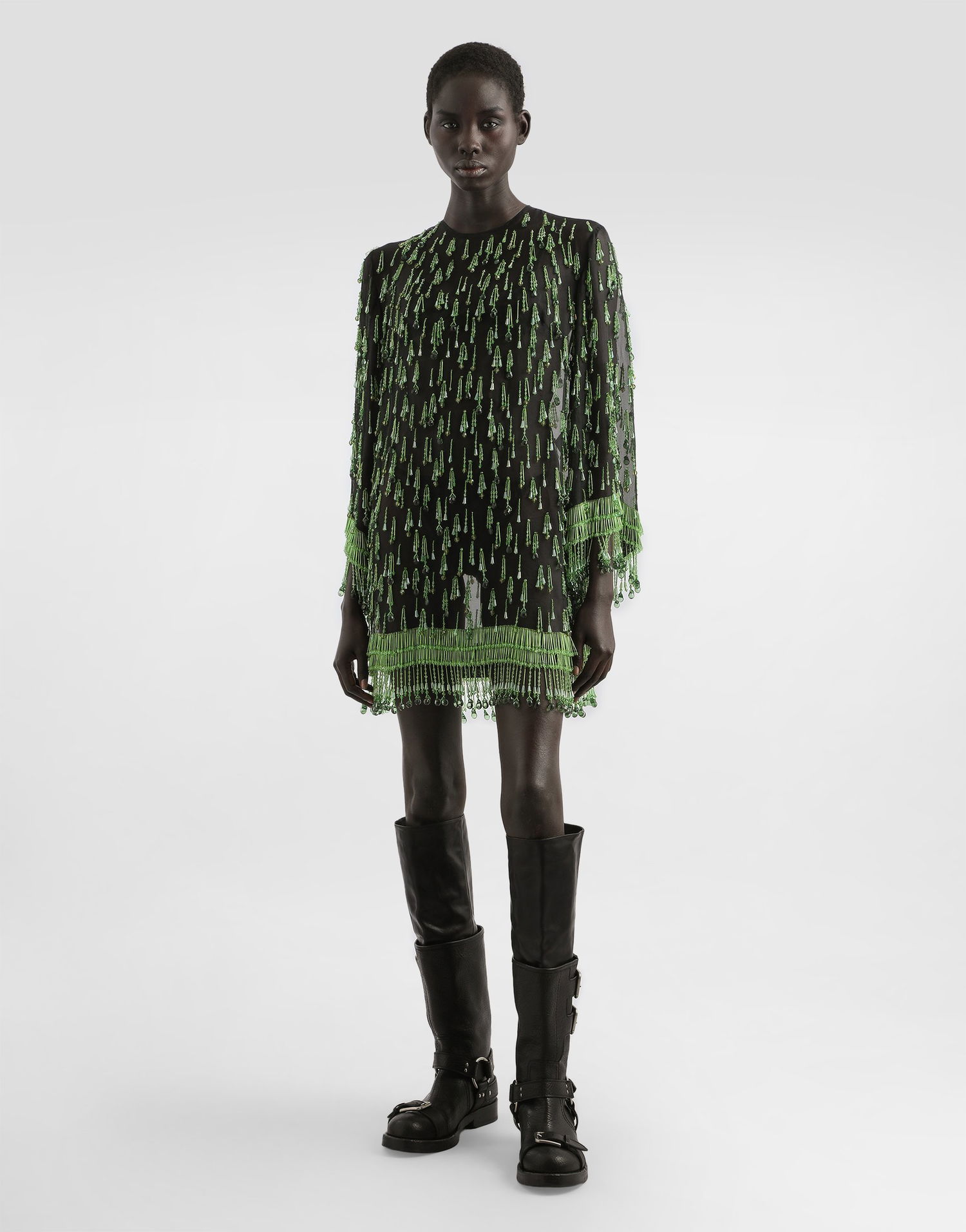 Klä Dolce & Gabbana Dolce & Gabbana Embroidered Organza Flared Mini Dress Grön | F60EHZGDDG2S8400, 1