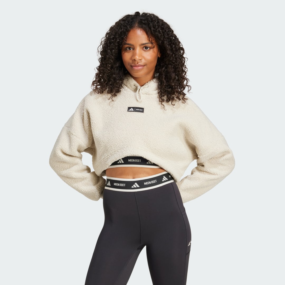 Sweatshirt adidas Performance MOON BOOT Cropped Fleece Hoodie Vit | IY8050, 0