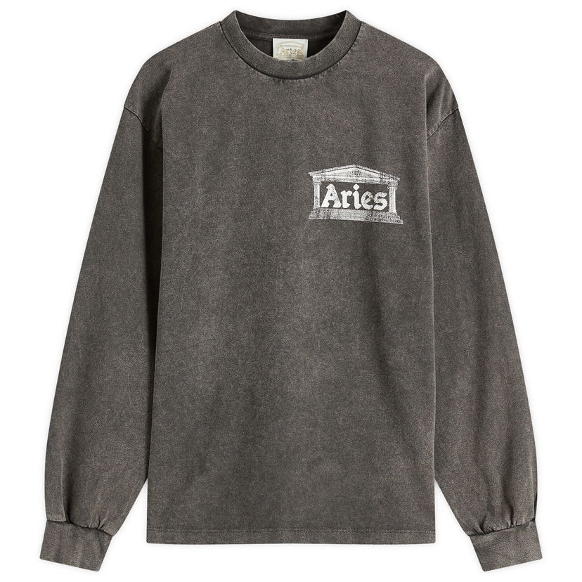 T-shirt Aries Aged Ancient Temple Graphic Long Sleeve T-Shirt, Size Large Grå | AR60141-BLK