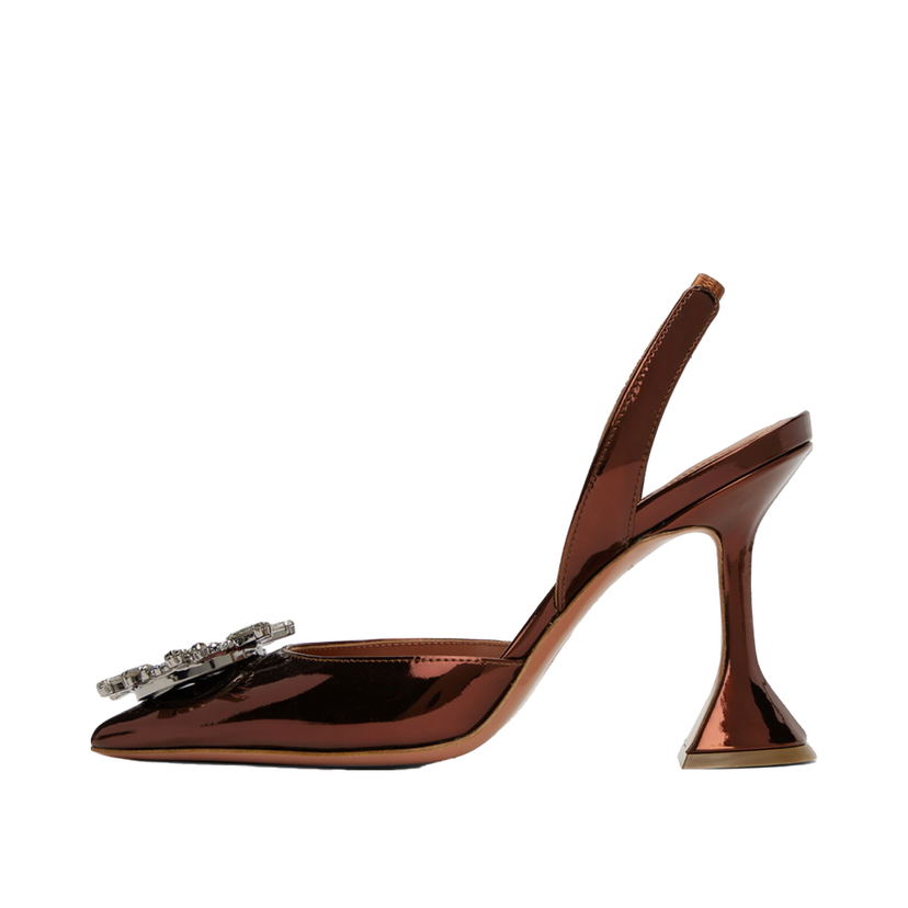 Sneakers och skor Amina Muaddi Sling 95 Metallic Leather Pumps Brun | BEGUM SLING CL MIRROR