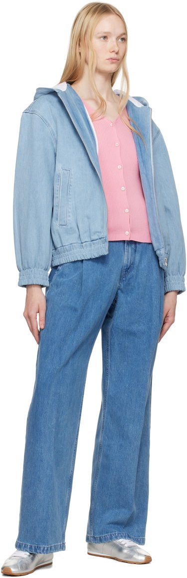 Jacka MAISON KITSUNÉ Maison Kitsuné Zipped Hooded Denim Jacket Blå | OW02103WD4010, 3