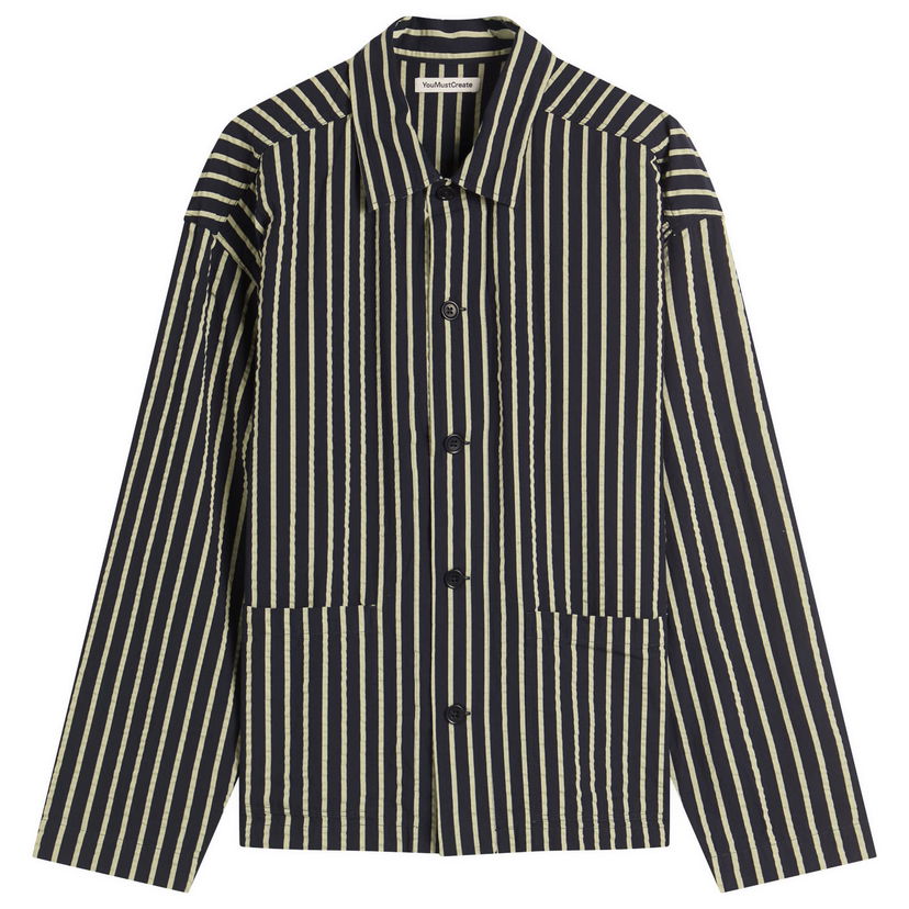 Jacka YMC YMC PJ Stripe Jacket, Size Large Mörkblå | P5YMF-40