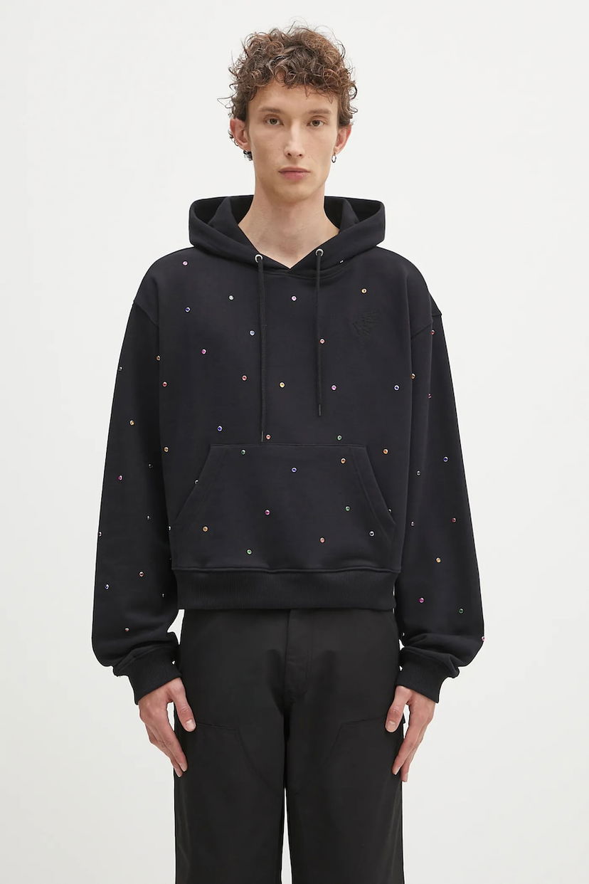 Sweatshirt Sky High Farm Sky High Farm Studded Cropped Hoodie Svart | SHF07T041