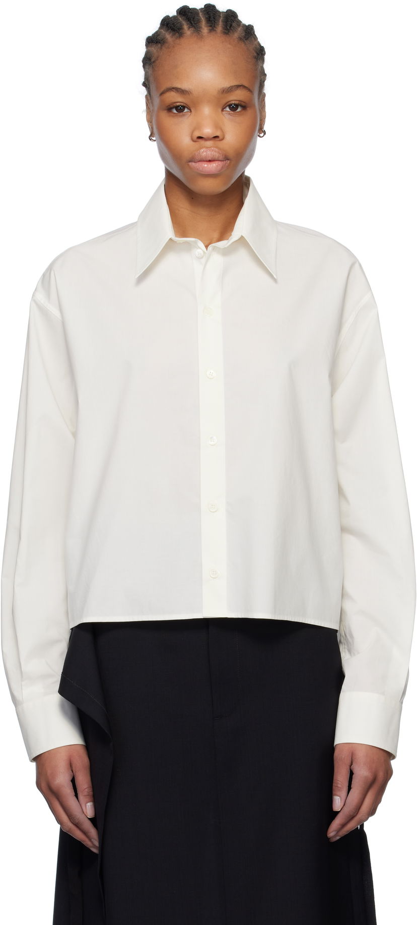Skjorta Maison Margiela MM6 Maison Margiela Spliced Cotton Poplin Cropped Shirt Vit | S52DT0042 M35256