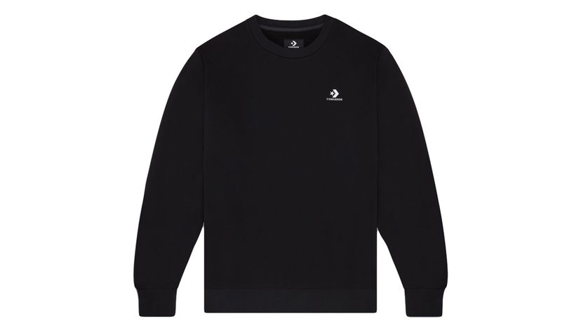 Sweater Converse Embroidered Star Chevron Fleece Crew Sweatshirt Svart | 10019924-A01