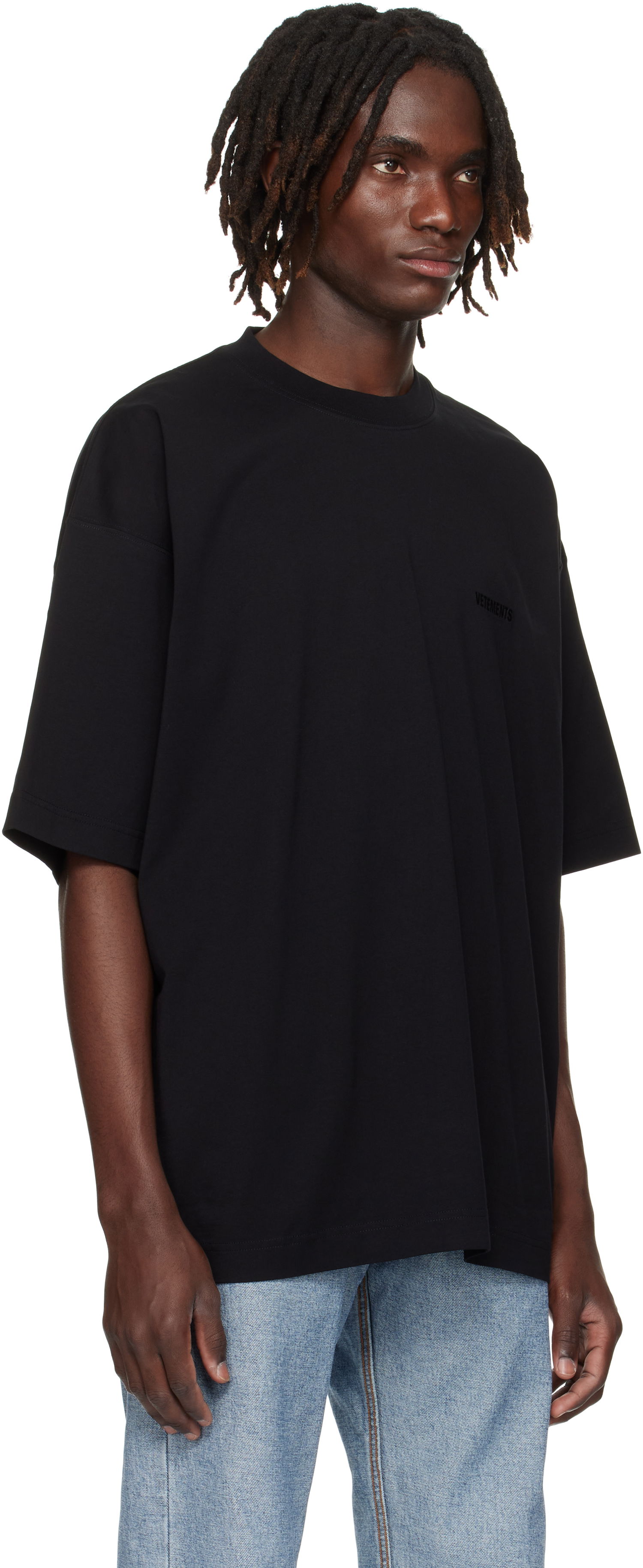T-shirt VETEMENTS Logo Oversized T-shirt Svart | UH76TR100B, 1