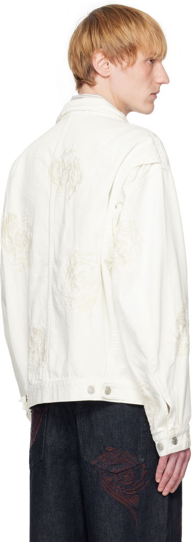 Jacka Dries Van Noten Dries Van Noten Embroidered Pattern Denim Jacket Vit | 251-080505-1555, 2