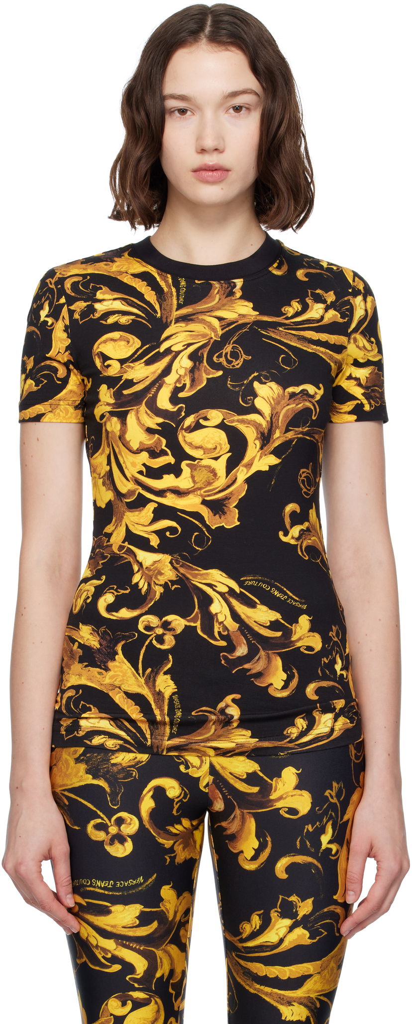 T-shirt Versace Versace Jeans Couture Barocco Jersey T-shirt Svart | E79HAH608_EJS504