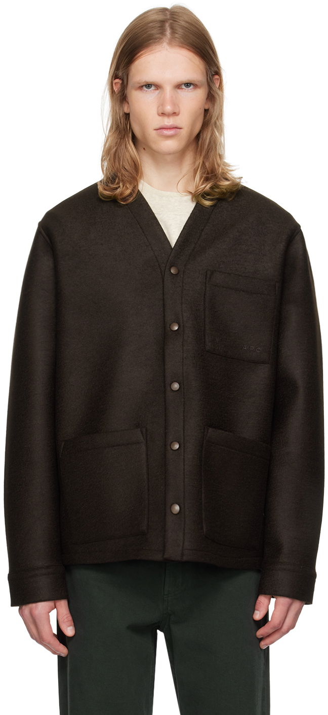 Sweater A.P.C. Brown Aurelien Cardigan Svart | PSAFU-H22200