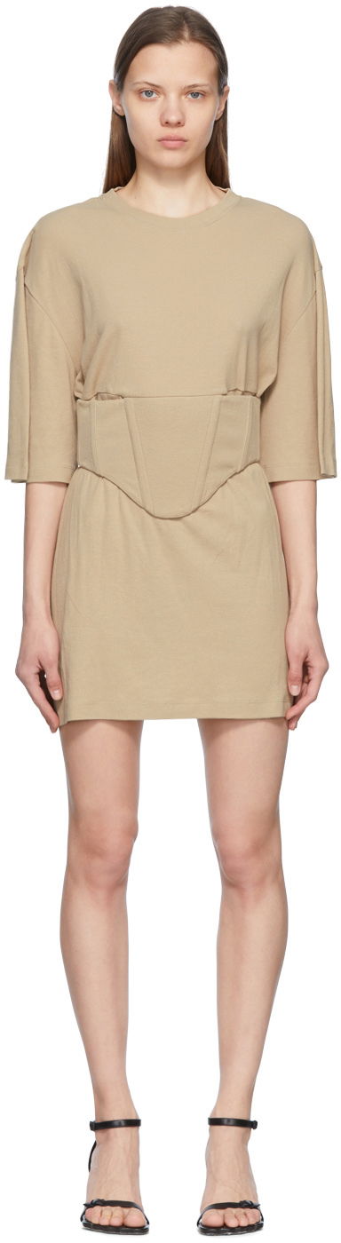 Klä Dion Lee Cotton Mini Dress With Corset Beige | A9847S22