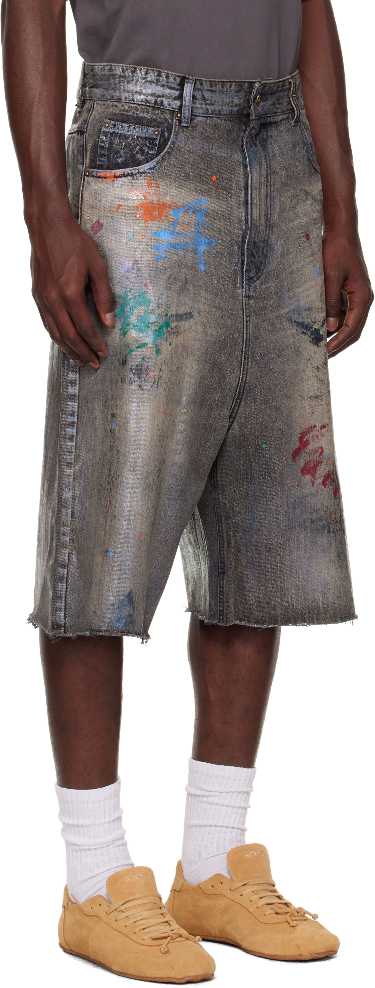 Shorts We11done We11done Painted Denim Shorts Grå | WD-DP2-25-332-M-BK, 1