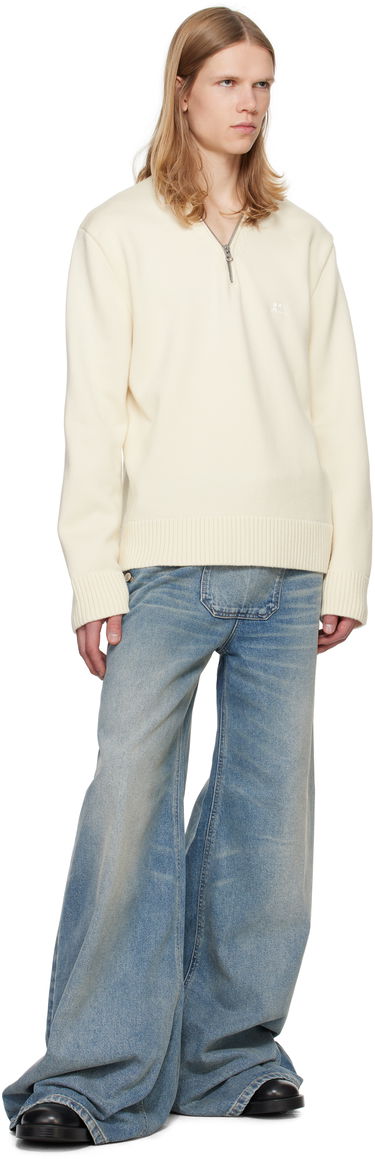 Sweater Courrèges Zipped Wool Sweater Vit | 324MPU179FI0036, 3