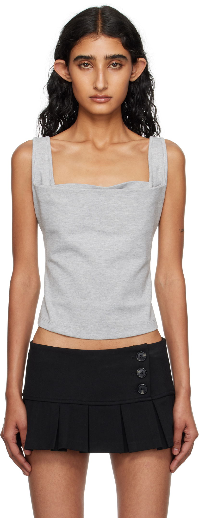Linne Miaou Miaou Luna Cowl Neck Tank Top Grå | 7110PONHEG