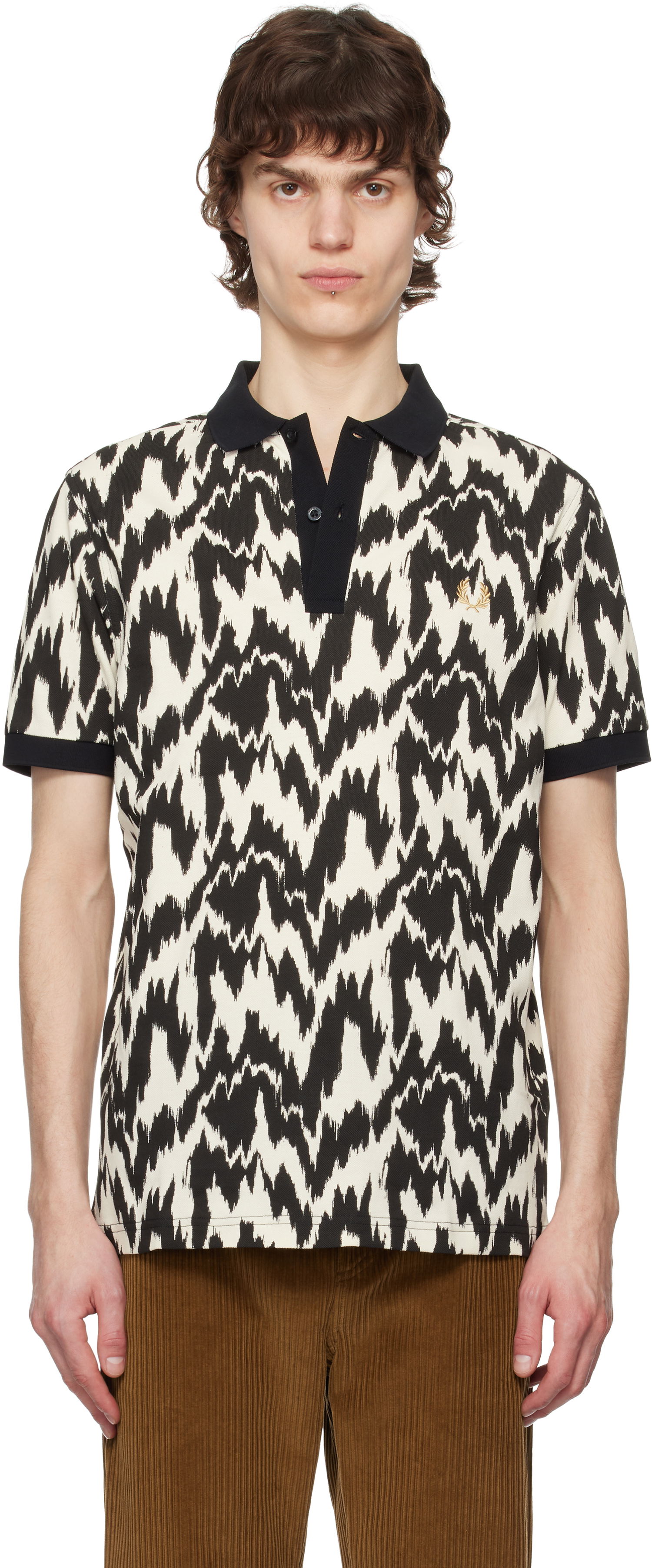 Polotröja Fred Perry Fred Perry Animal Print Polo Beige | M8690, 0