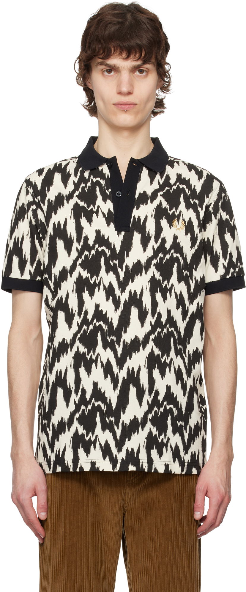 Polotröja Fred Perry Fred Perry Animal Print Polo Beige | M8690