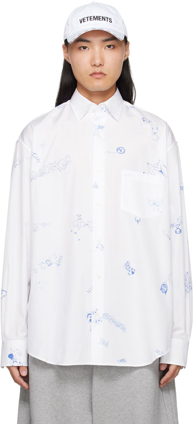 Skjorta VETEMENTS Scribbled Shirt Vit | UE64SH120W