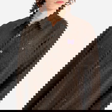 Skjorta Needles Needles Linen Chambray Work Shirt, Large Brun | QV291-C, 5