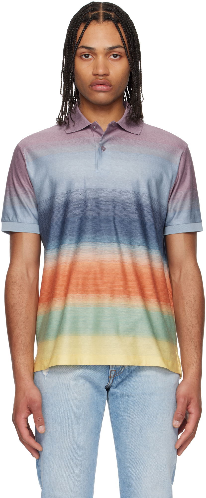 Polotröja Paul Smith Paul Smith Smith Stripe Cotton Polo Flerfärgad | M1R-958P-P02662