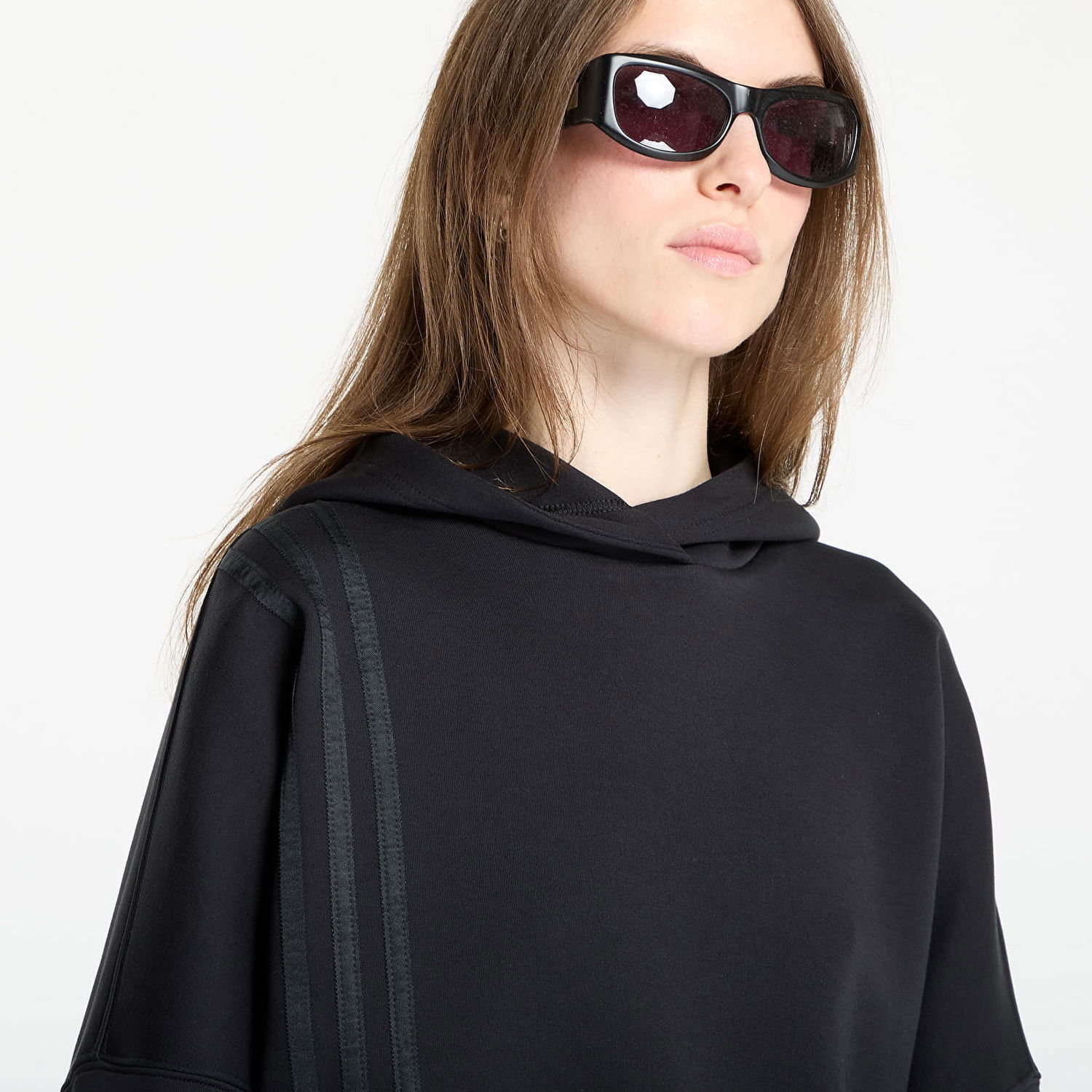 Sweatshirt adidas Performance Off Placed 3-Stripes Cropped Hoodie Svart | JX2701, 1