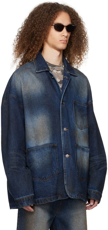 Jacka We11done We11done Smudged Denim Jacket Blå | WD-DJ0-24-319-U-BL, 4