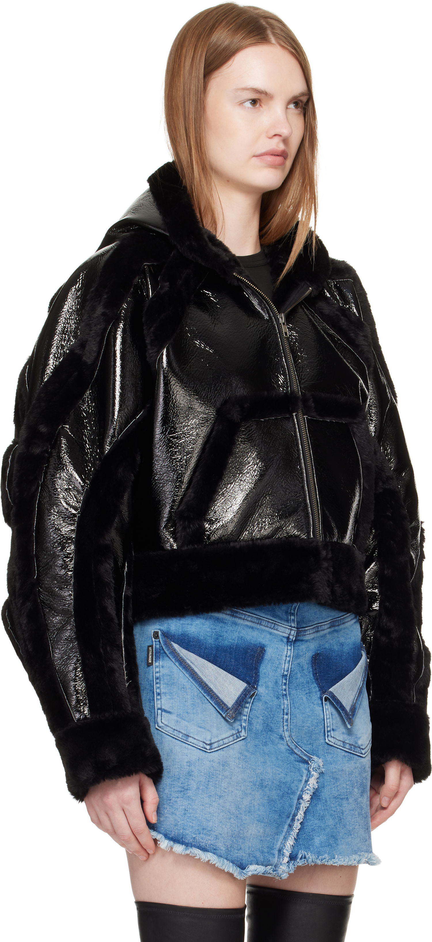 Jacka Ottolinger Ottolinger Fitted Faux-Fur Hooded Jacket Svart | 109-702409-01, 1