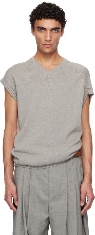 Sweater HED MAYNER Hed Mayner V-Neck Knit Vest Grå | HMMA75074A-HA600, 0