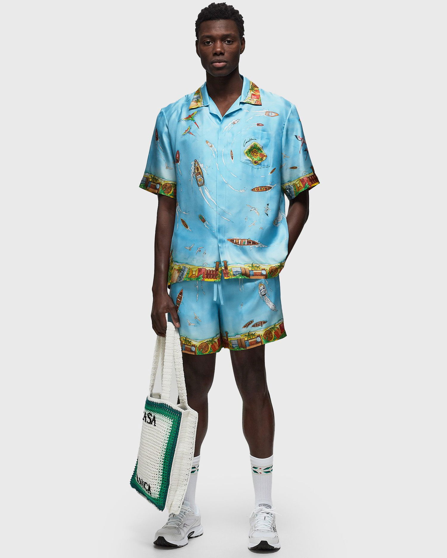 Shorts Casablanca UNISEX SILK SHORTS WITH DRAWSTRINGS Blå | MS24-TR-012-05, 1