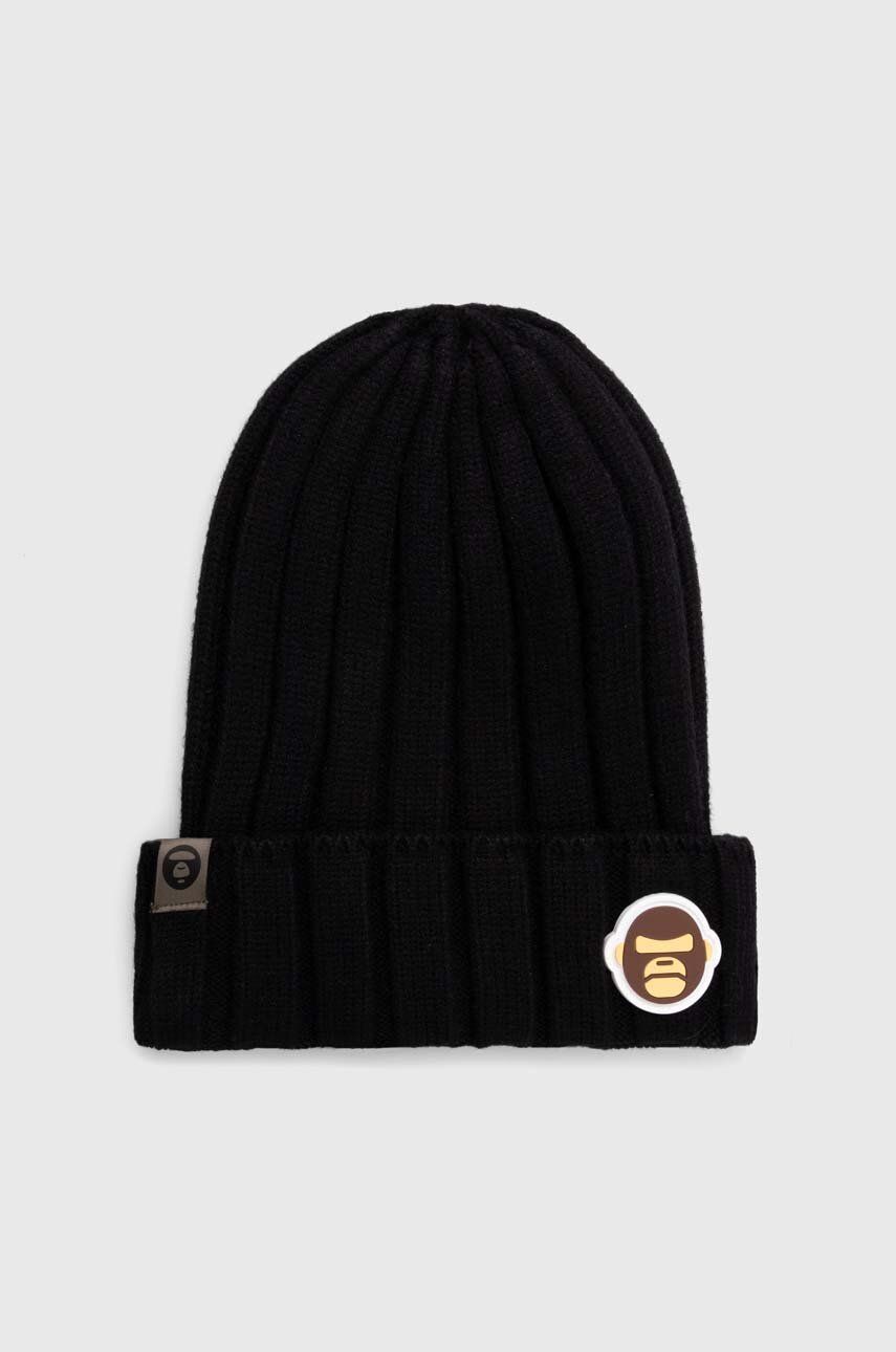 Mössa AAPE by A Bathing Ape AAPE Basic "Aldo" Badge Beanie Svart | AHT5245, 0