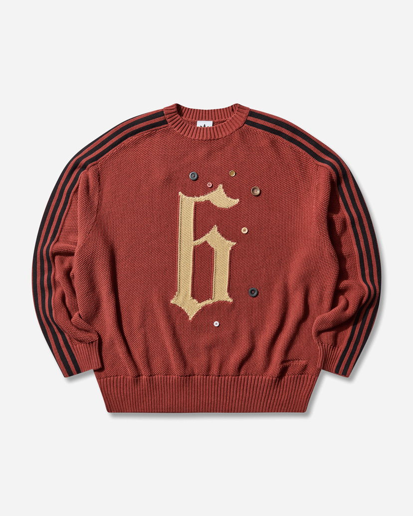 Sweater adidas Originals SFTM Knit Crew Neck Sweater with Gothic F Applique, Decorative Buttons, and Striped Sleeves Röd | KC0327