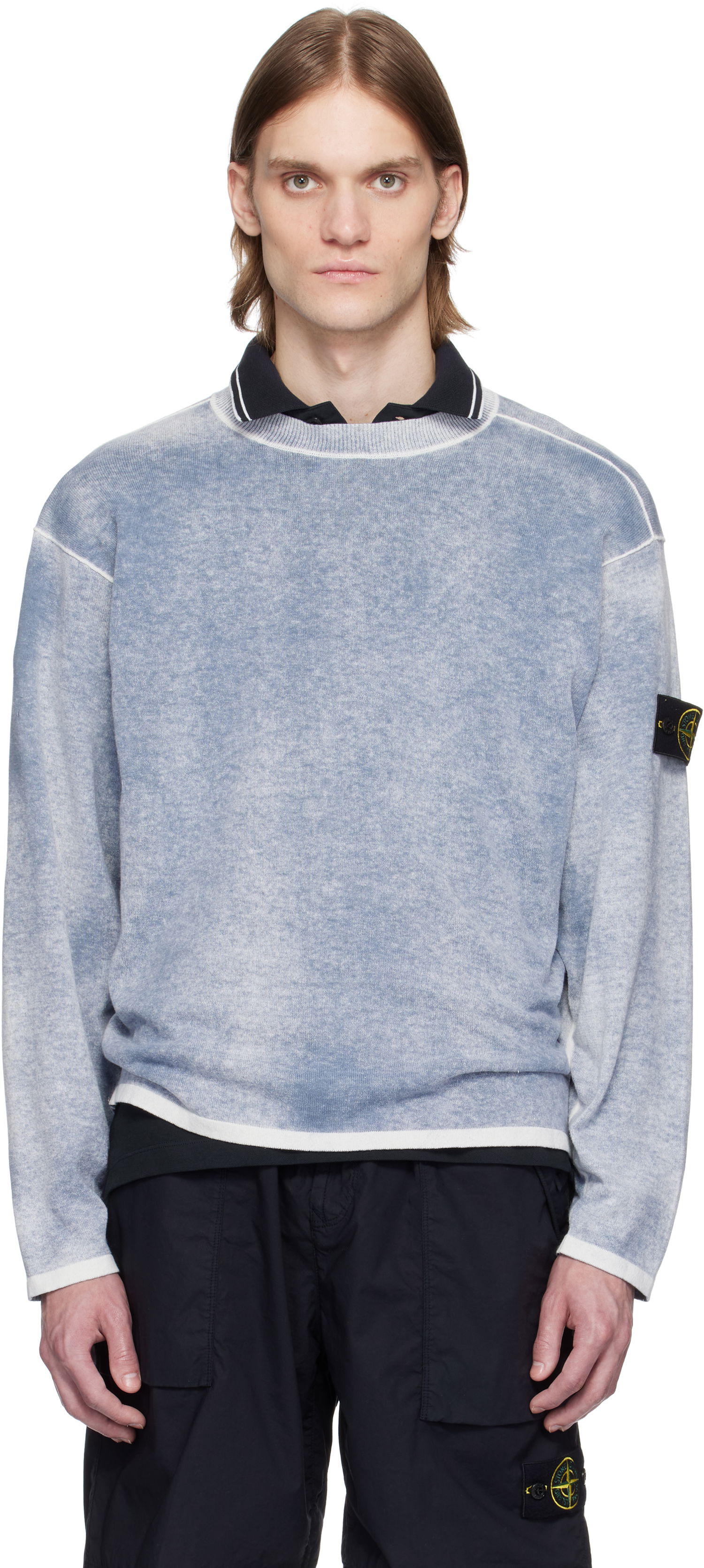 Sweater Stone Island Stone Island Raw Hand Light Organic Cotton Sweater Blå | K1S15 5100030 S00Z2, 0