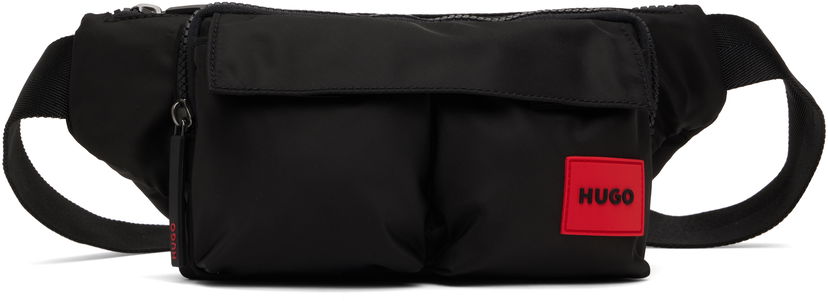 Midjeväska BOSS HUGO Twill Double Flap Pocket Belt Bag Svart | 50541616