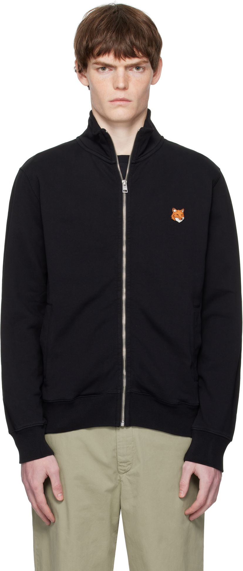 Sweatshirt MAISON KITSUNÉ Fox Head Patch Fullzip Regular Sweatshirt Svart | PM02134KM0340