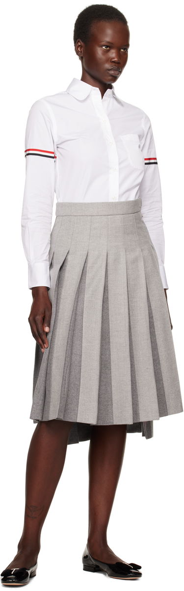 Skjorta Thom Browne Oxford Classic Round Collar Shirt With Long Sleeves Vit | FLL019E-03113, 4