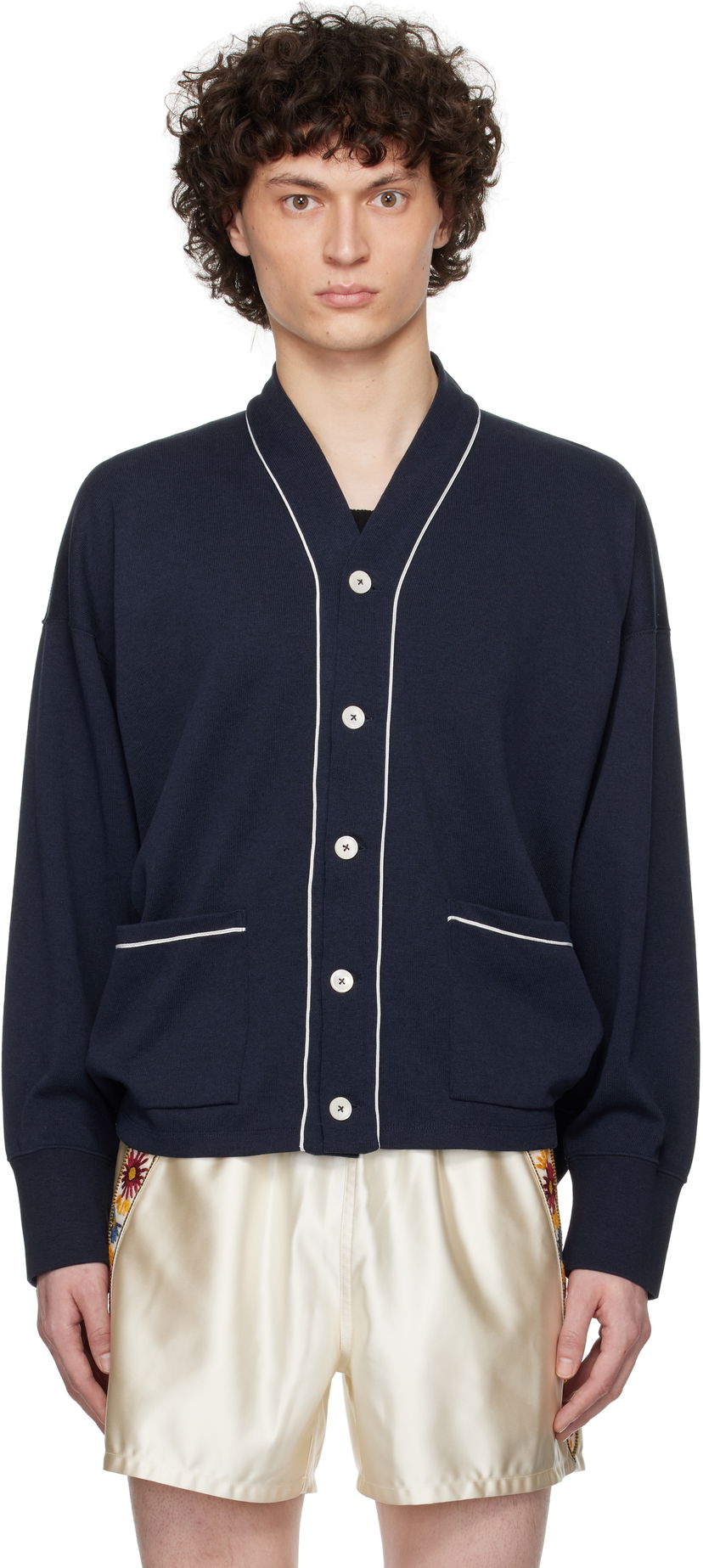 Sweater Bode Bode Uniform Cardigan Mörkblå | MRS25CS033