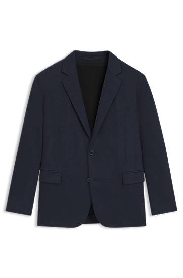 Jacka BOSS Slim-Fit Twill-Print Jersey Blazer Mörkblå | 50544597