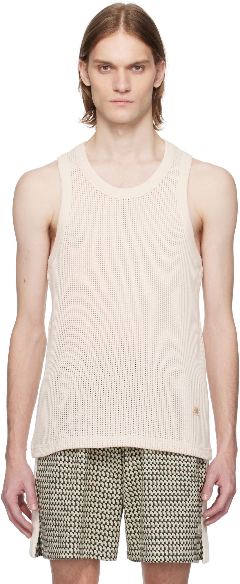 Linne Wales Bonner Wales Bonner Groove Knit Tank Top Beige | MS25JE10-CO04-100 COTTON MESH