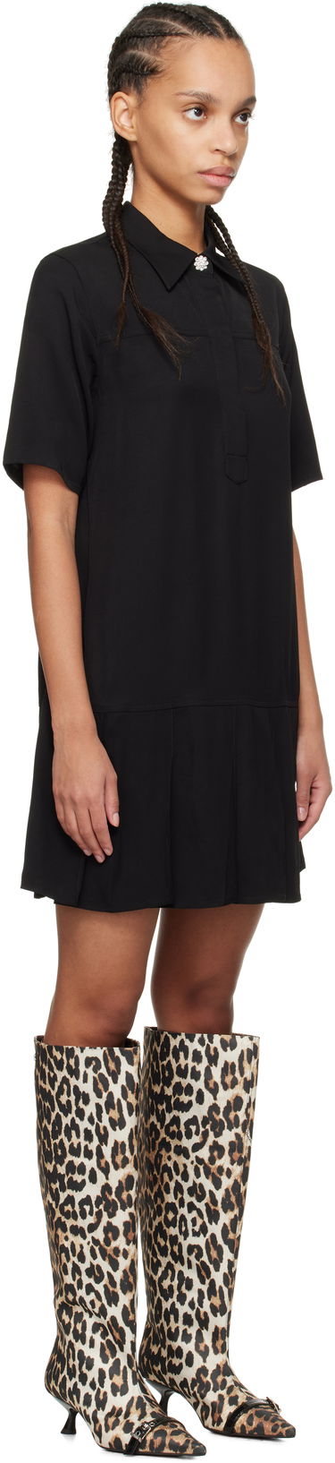 Klä GANNI GANNI Viscose Twill Mini Dress Svart | W0083, 1