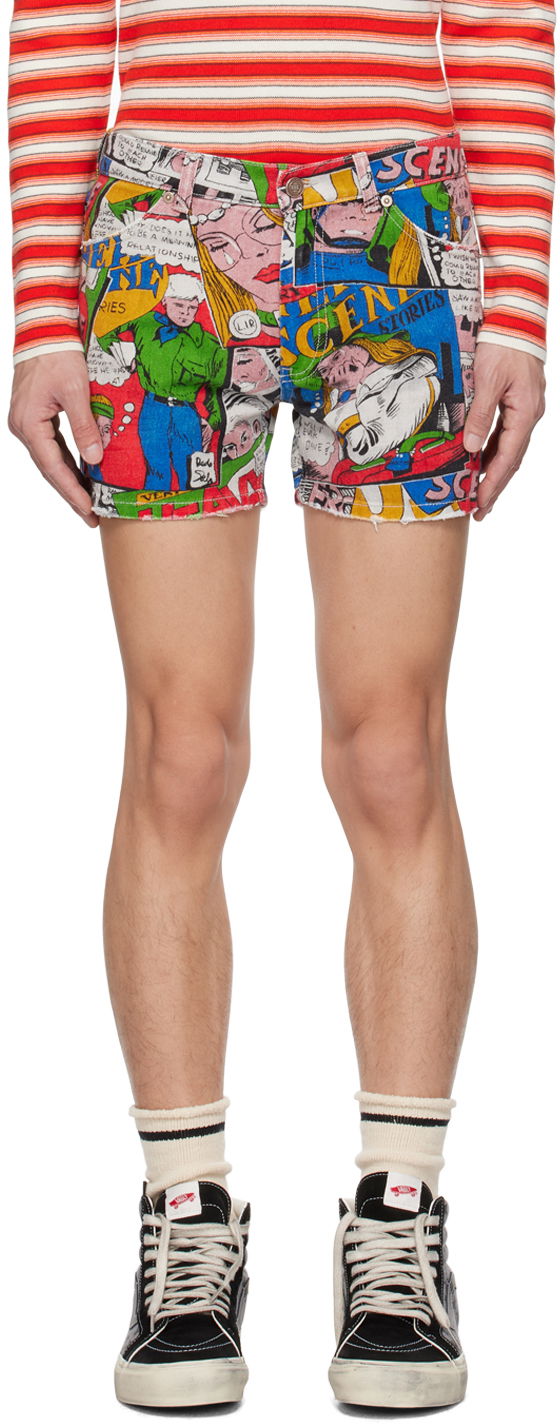 Shorts ERL ERL Printed Denim Shorts Flerfärgad | ERL06P102