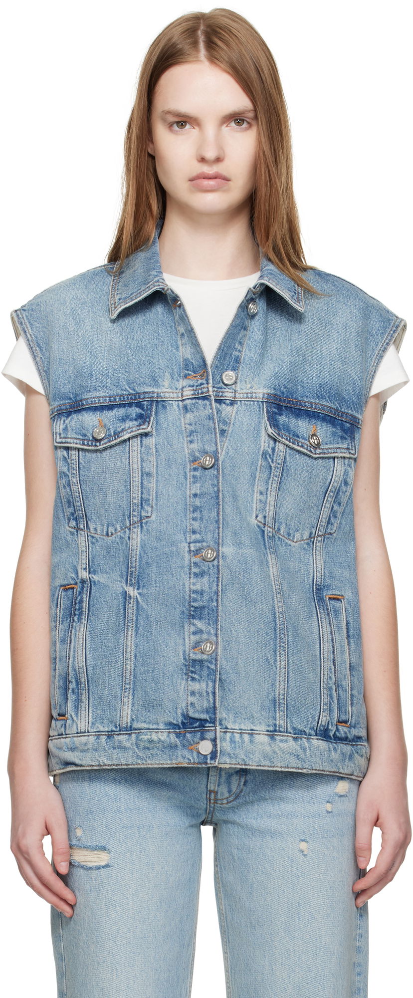 Väst Anine Bing ANINE BING Rory Denim Vest Blå | A-01-10857-WHD37