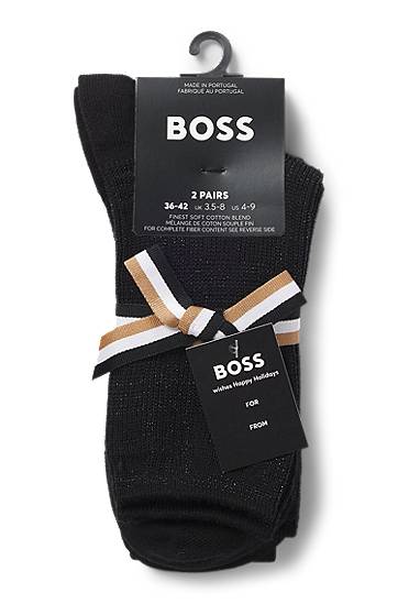 Strumpor BOSS Two-pack short-length socks with sparkling details Svart | 50548291, 1