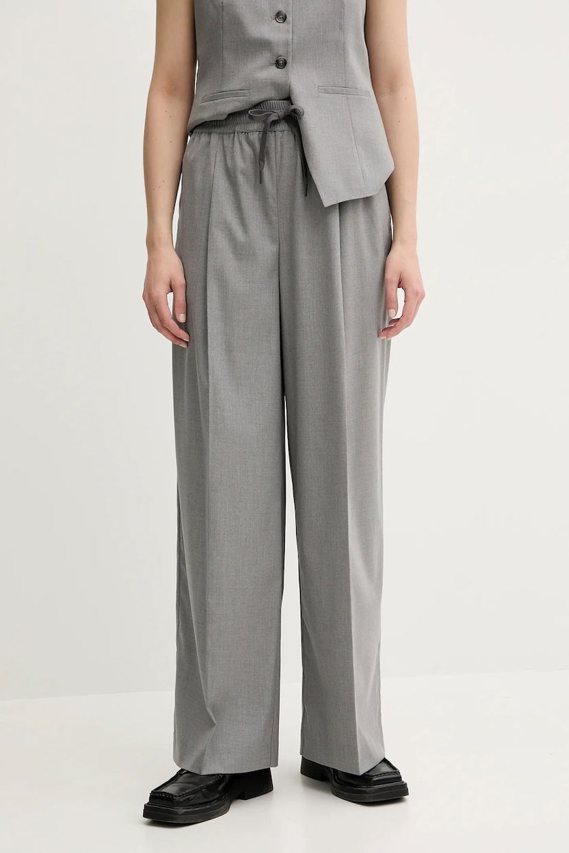 Byxor Samsoe Samsoe Samsoe Samsoe SARILA High Waist Wide Leg Trousers Grå | F25200049