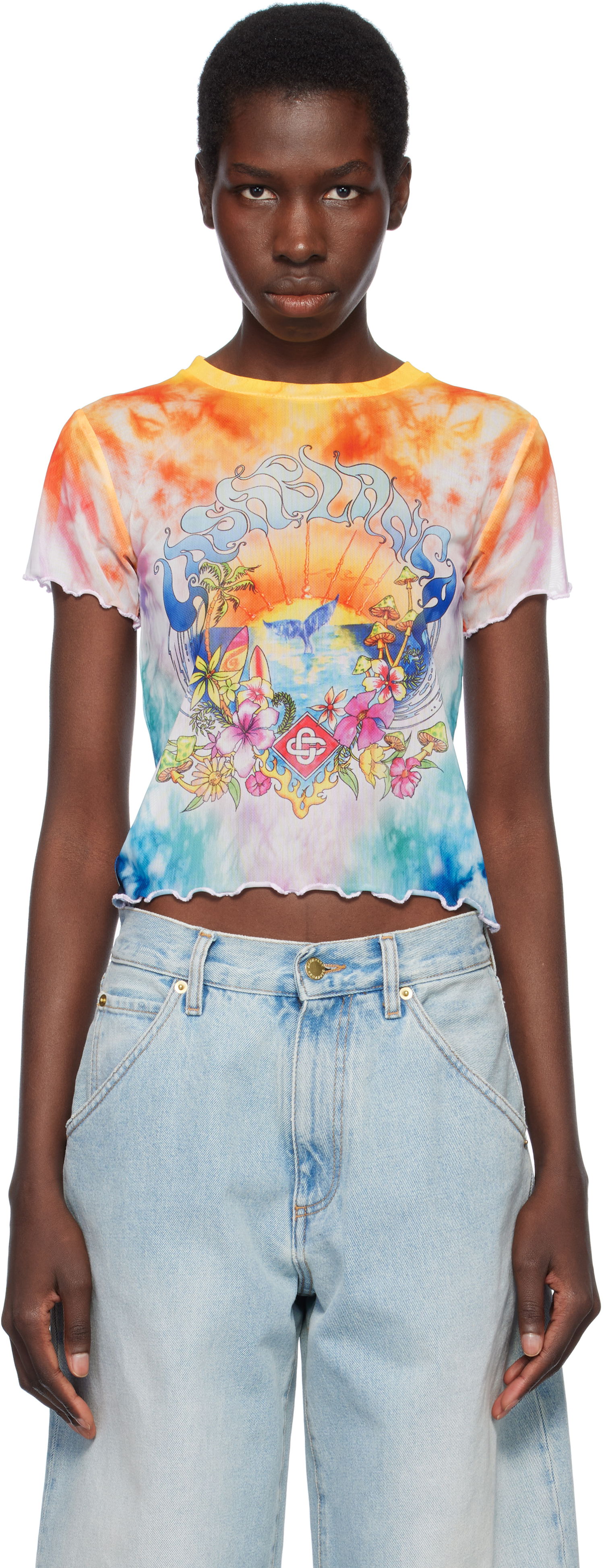 Crop top Casablanca Casablanca Surf Trip Tie Dye Mesh T-Shirt Flerfärgad | WS25-TP-074-01, 0
