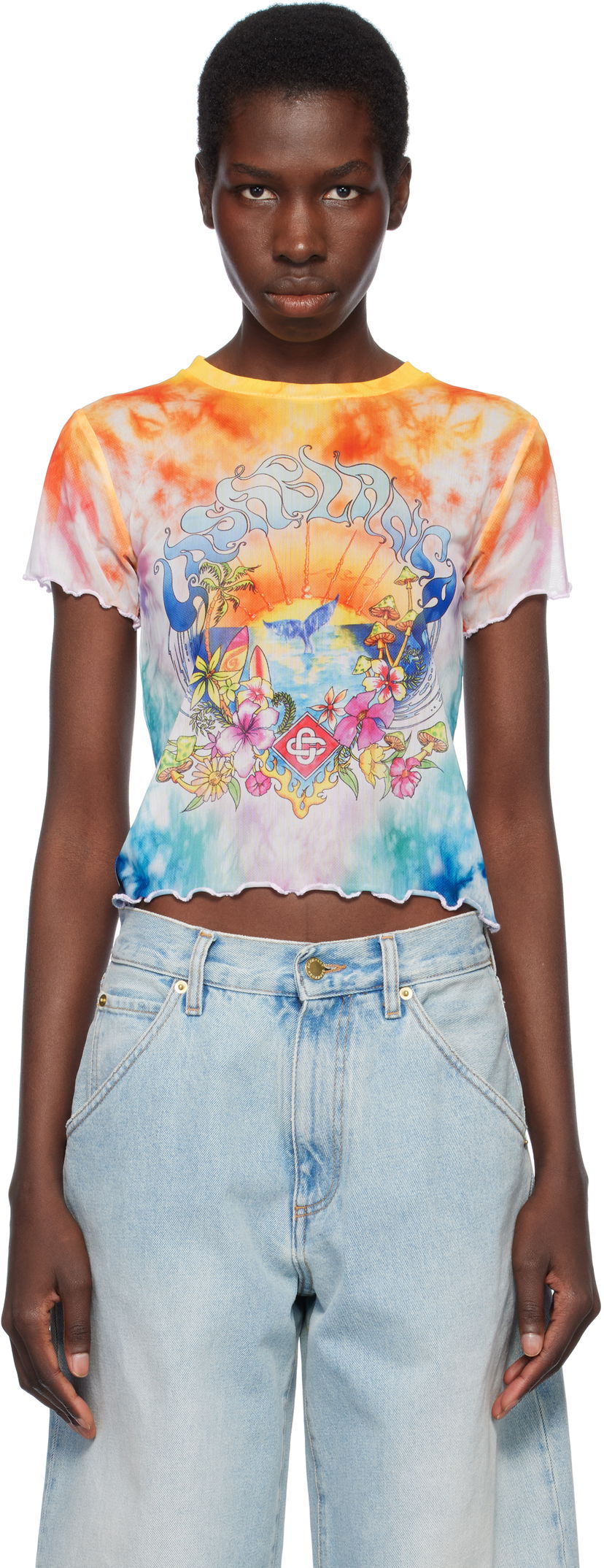 Crop top Casablanca Casablanca Surf Trip Tie Dye Mesh T-Shirt Flerfärgad | WS25-TP-074-01