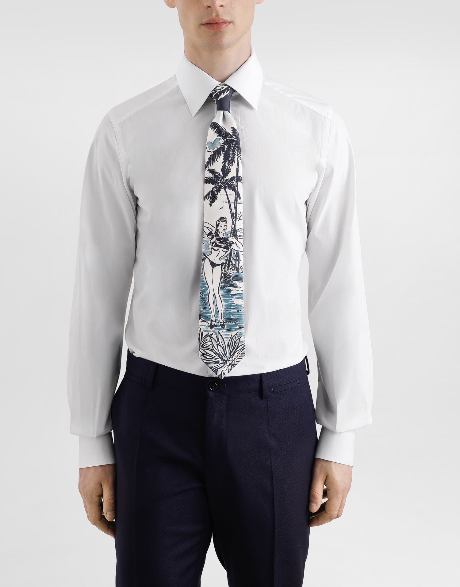 Tillbehör Dolce & Gabbana Dolce & Gabbana Pin-up Print Silk Tie Mörkblå | GT147EG0TJ5HB5RL, 1