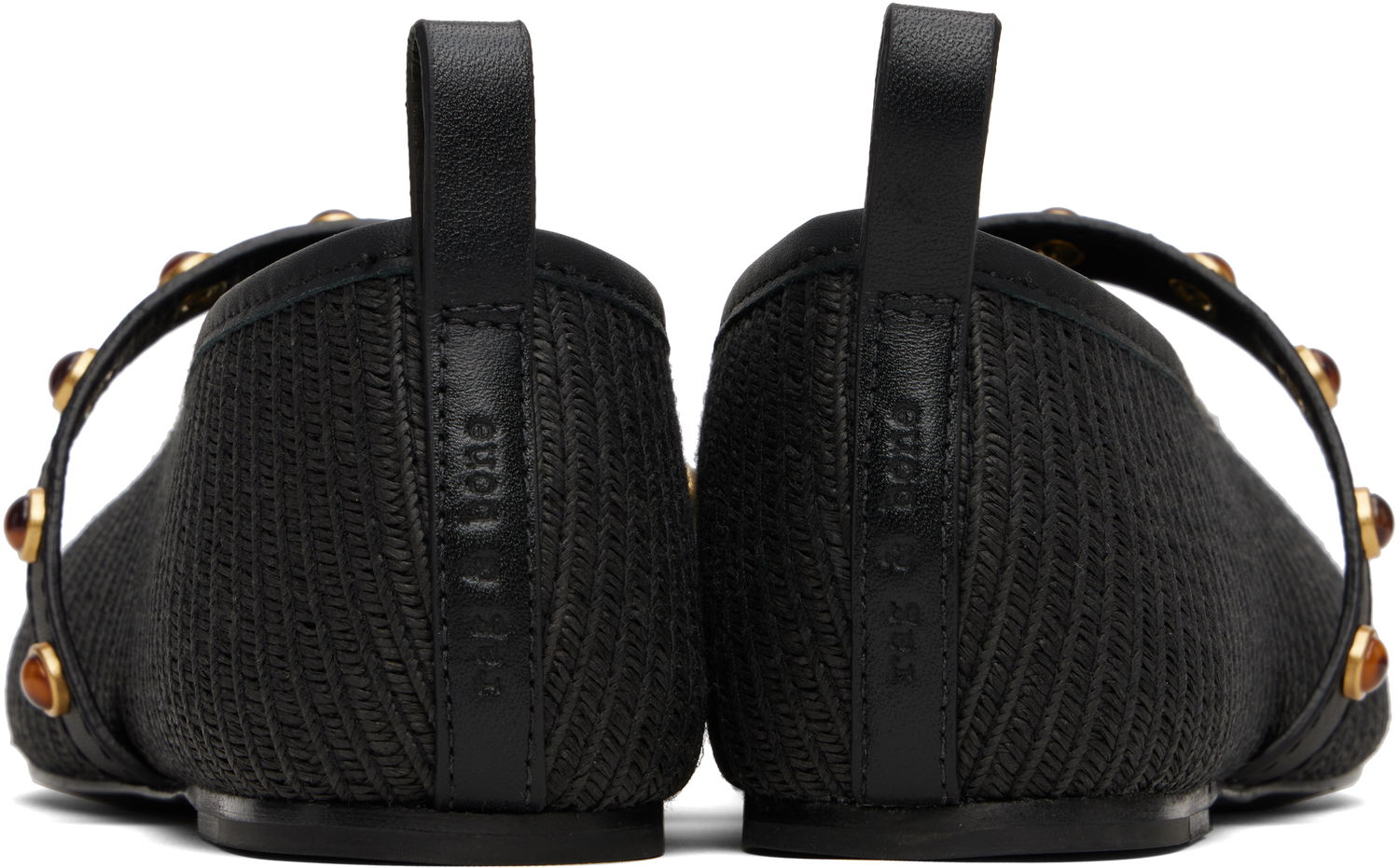 Klä rag & bone rag & bone Spire Straw Mary Jane Ballerina Flats Svart | WFF25PF1003ST3, 1