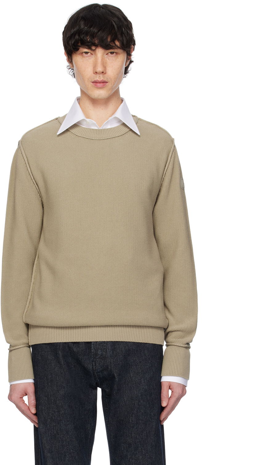 Sweater Moncler Moncler Textured Cotton Sweater Beige | K10919C00001M1367