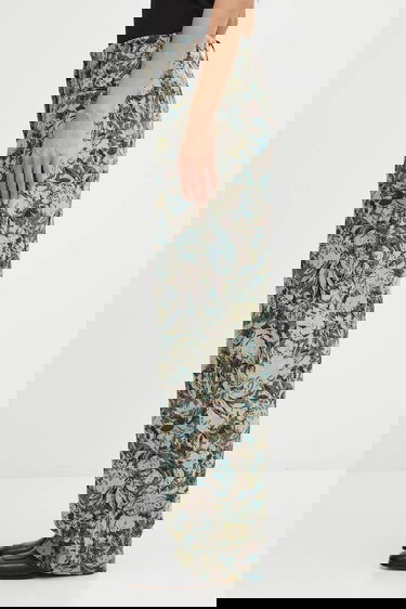 Byxor GANNI Tapestry Jacquard Wide Leg High Waist Pants Flerfärgad | W0777, 1